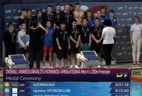 Сборная Азербайджана по плаванию завоевала в Латвии золотую медаль